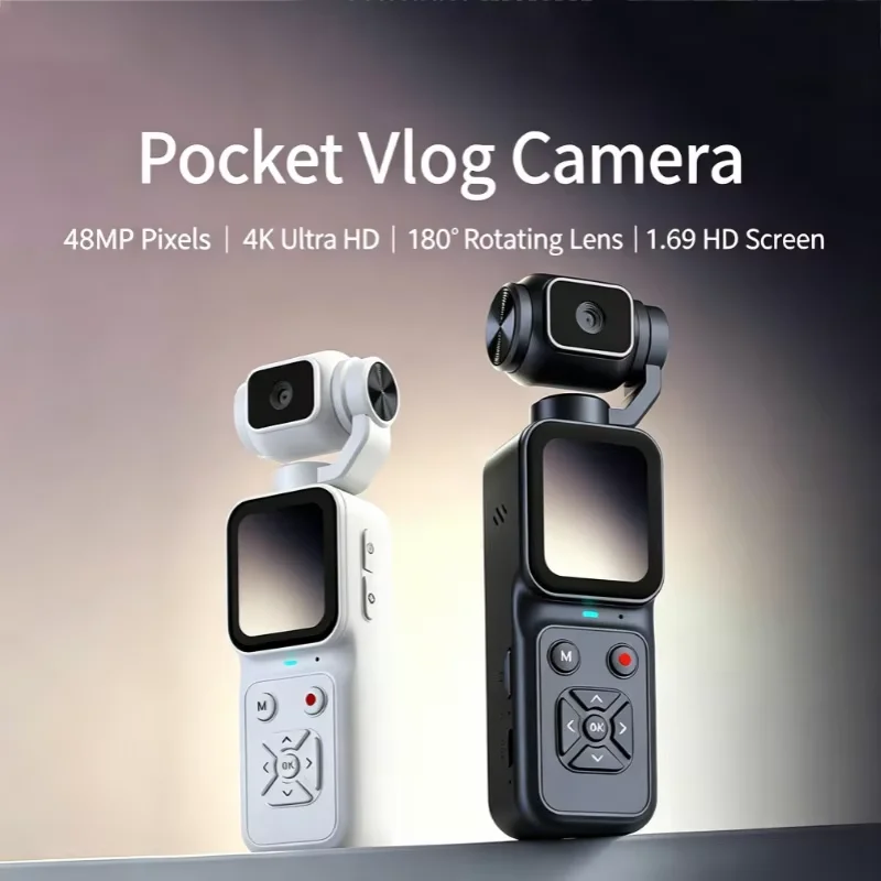 Lenovo New Handheld Gimbal Camera 4K HD 16X Digital Zoom Image Stabilization Pocket Camera Portable Vlogging Upload to Phone