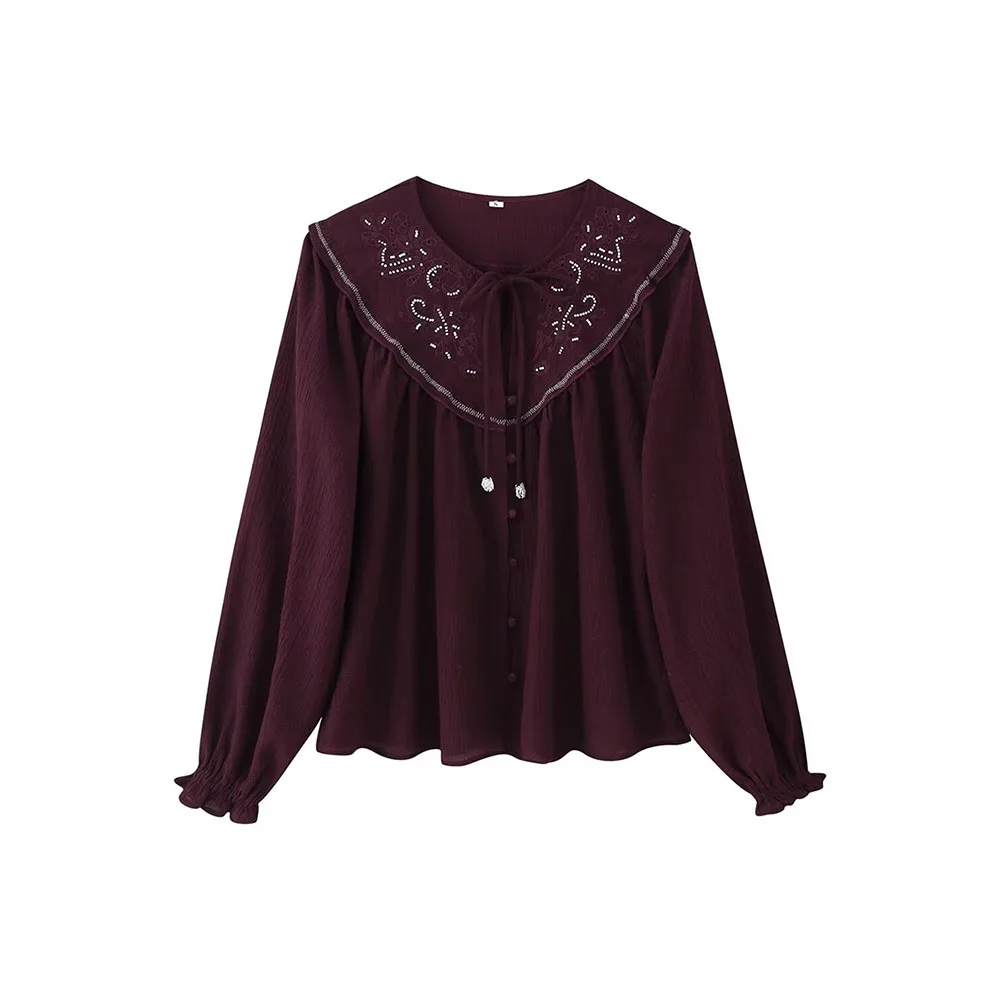 Chemise brodée de perles Simple et polyvalente pour femmes, nouvelle mode d'automne