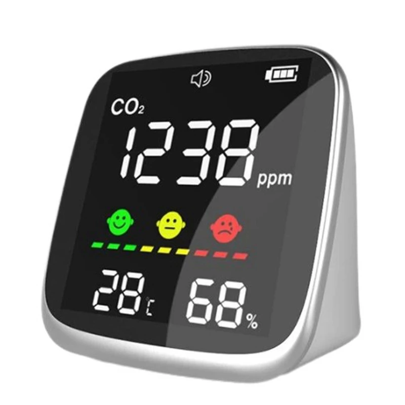 

A50I Air Quality Monitor Detect CO2,Temperature Humidity ,Manual Set Alarm Threshold And Turn On/ Off CO2 Alarm Sound