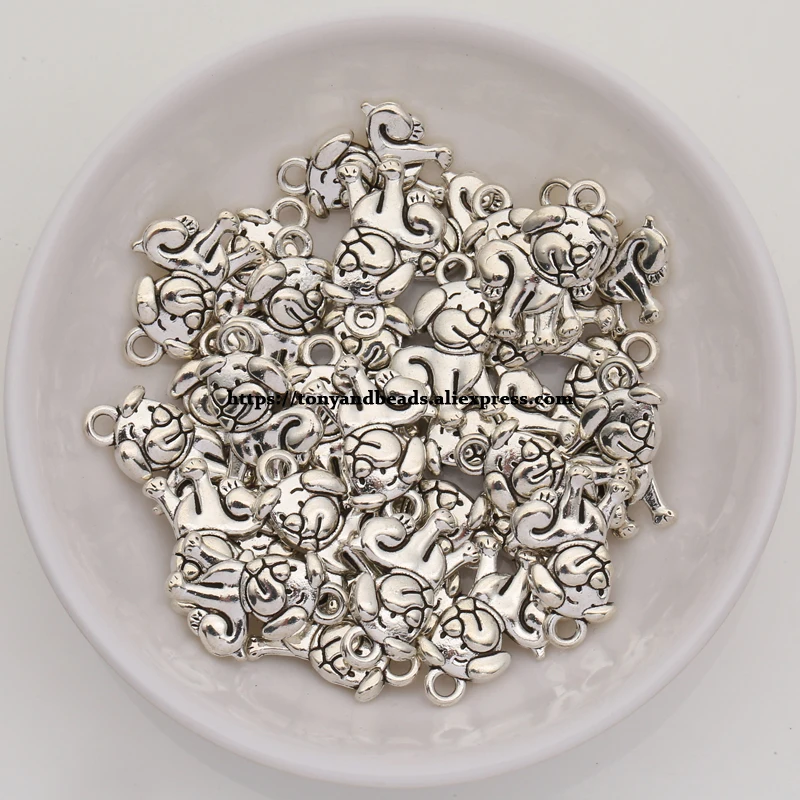 (50Pcs/Lot) Zinc Alloy Tibetan Silver European Charm Dog-Shape Pendant Size 17X13mm ZN48262B