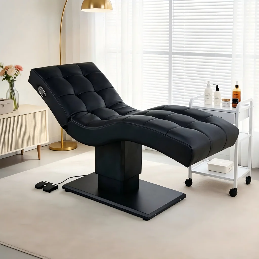 Curved Lash Luxury Electric Beauty Bed Facial Bed for  Memory Foam Lash Studio  Furniture
