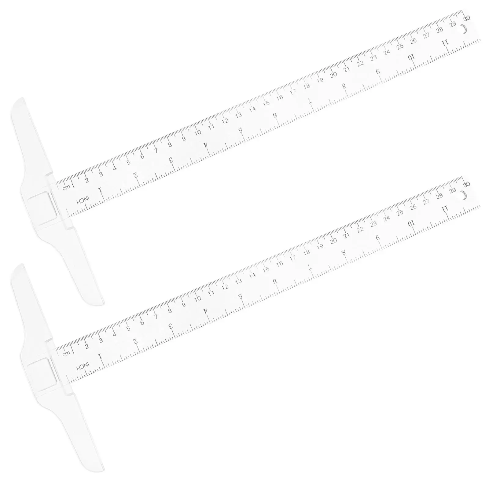 

2Pcs T-Square Rulers Premium Plastic Durable Double Scale Measuring Tools for Students Teachers Home Office Use Drafting