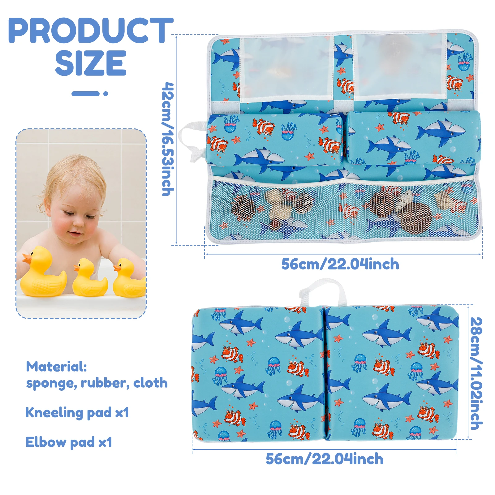 Bath Kneeler and Elbow Rest Pad Set Comfortable Thick Baby Bath Kneeler Pads, Quick Dry Soft Kneeling Pad  Support Bathtub Mat