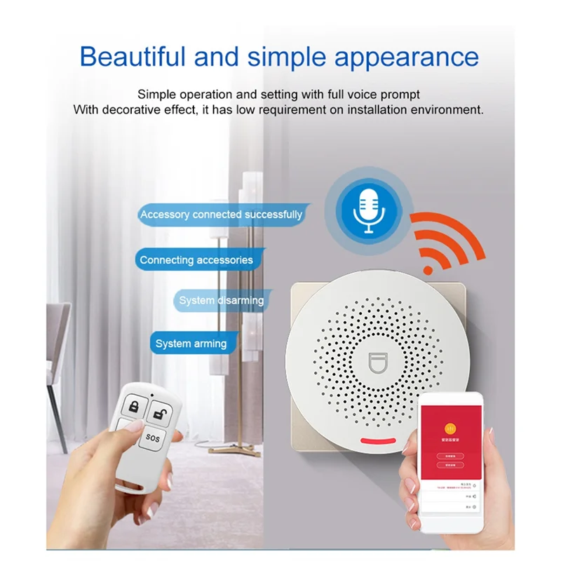 

A43M Tuya Smart Wi-Fi Пейджер для пожилых людей Прикроватный однокнопочный аварийный звонок для пациентов Беспроводная сигнализация SOS с вилкой европейского стандарта