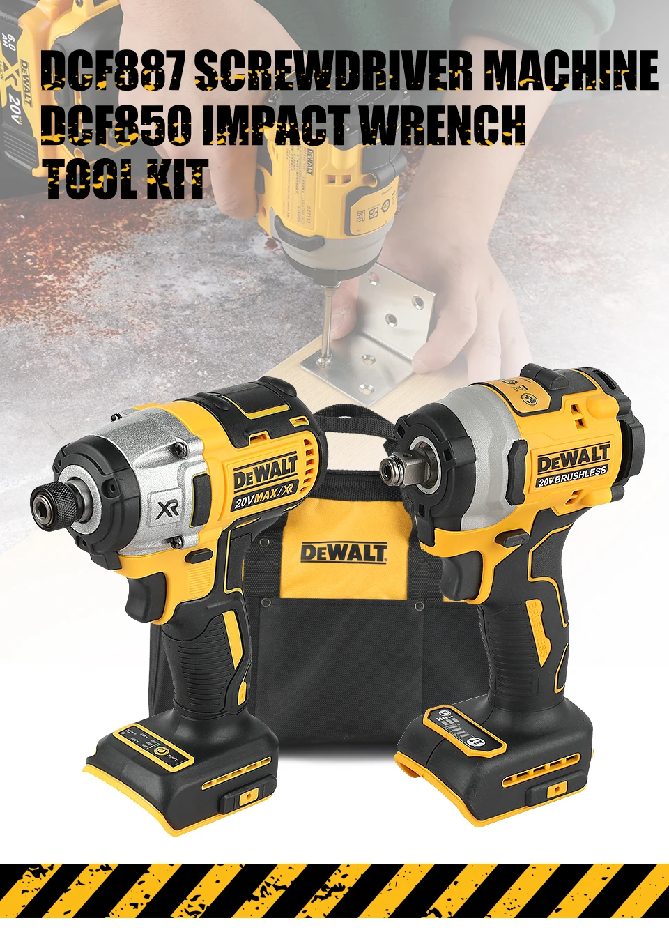 DeWalt DCF850/DCD887 Motor sin escobillas taladro manual eléctrico destornillador de impacto herramienta alimentada por iones de litio