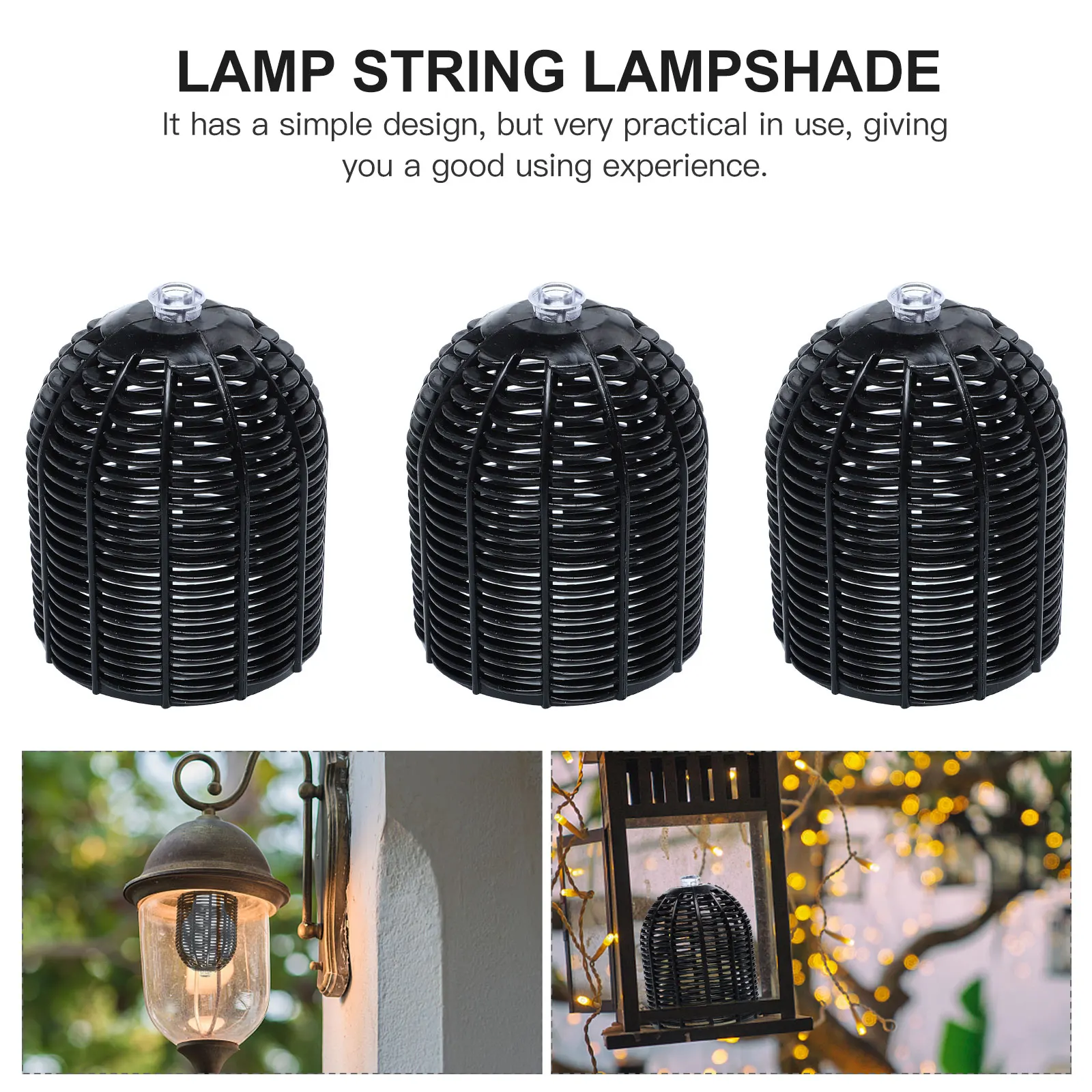 

10pcs Plastic Lampshade Pendant Black Small Shades Accessories String Light Decor Home Festive Atmosphere Simulation Rattan