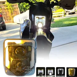 E24 Carbon Fiber Supermotor LED Headlight W/Turn Signal Lamp Dirt Bike Enduro Headlamp For Husqvarna FE501S 450 350 TE 250I 701