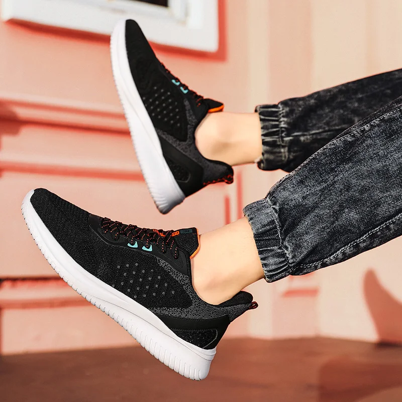 Summer New Men Running Shoes Mesh Sport Shoes Lace-up Lightweight Comfortable Breathable Walking Shoes Men Sneakers Plus Size 48