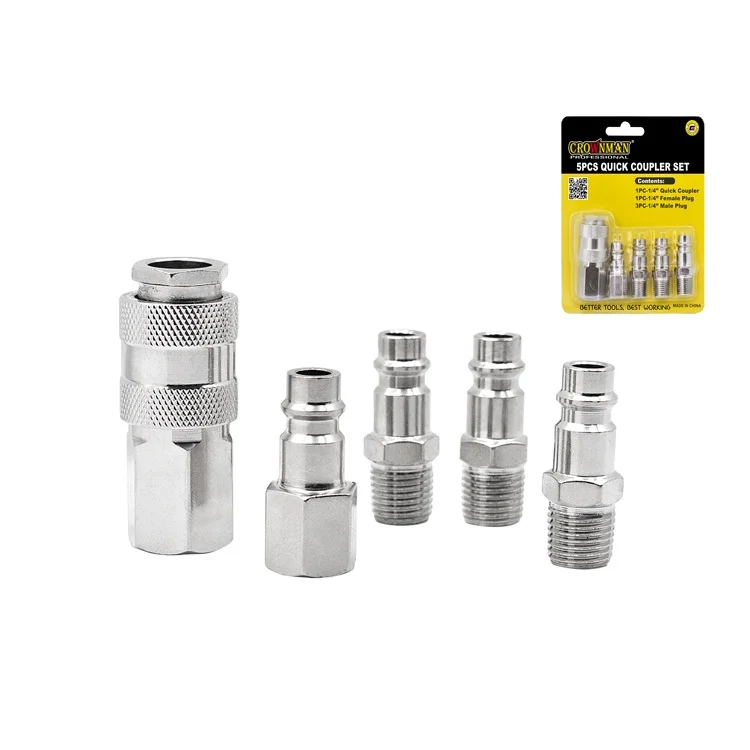 CROWNMAN Air Tools Accessories 5 Pcs/set Europe Type Quick Couplers European Pneumatic Quick Connector
