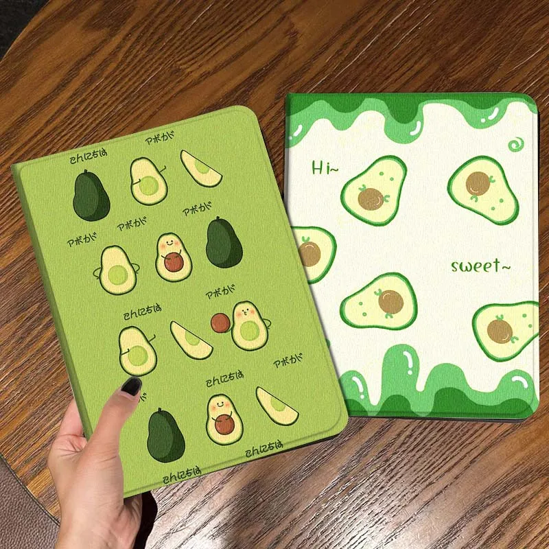 

Cartoon Art Avocado For iPad Pro Air Mini 2 3 4 5 6 7 6th 7th 10th 11th 10.2 9.7 10.5 11 Foldable Tablet Case Gift