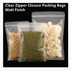 Food Grade Zip Lock Bag 100pcs Matte Transparent Zipper Resealable Plastic Pouch - Self-sealing Packaging for Underwear / Snacks