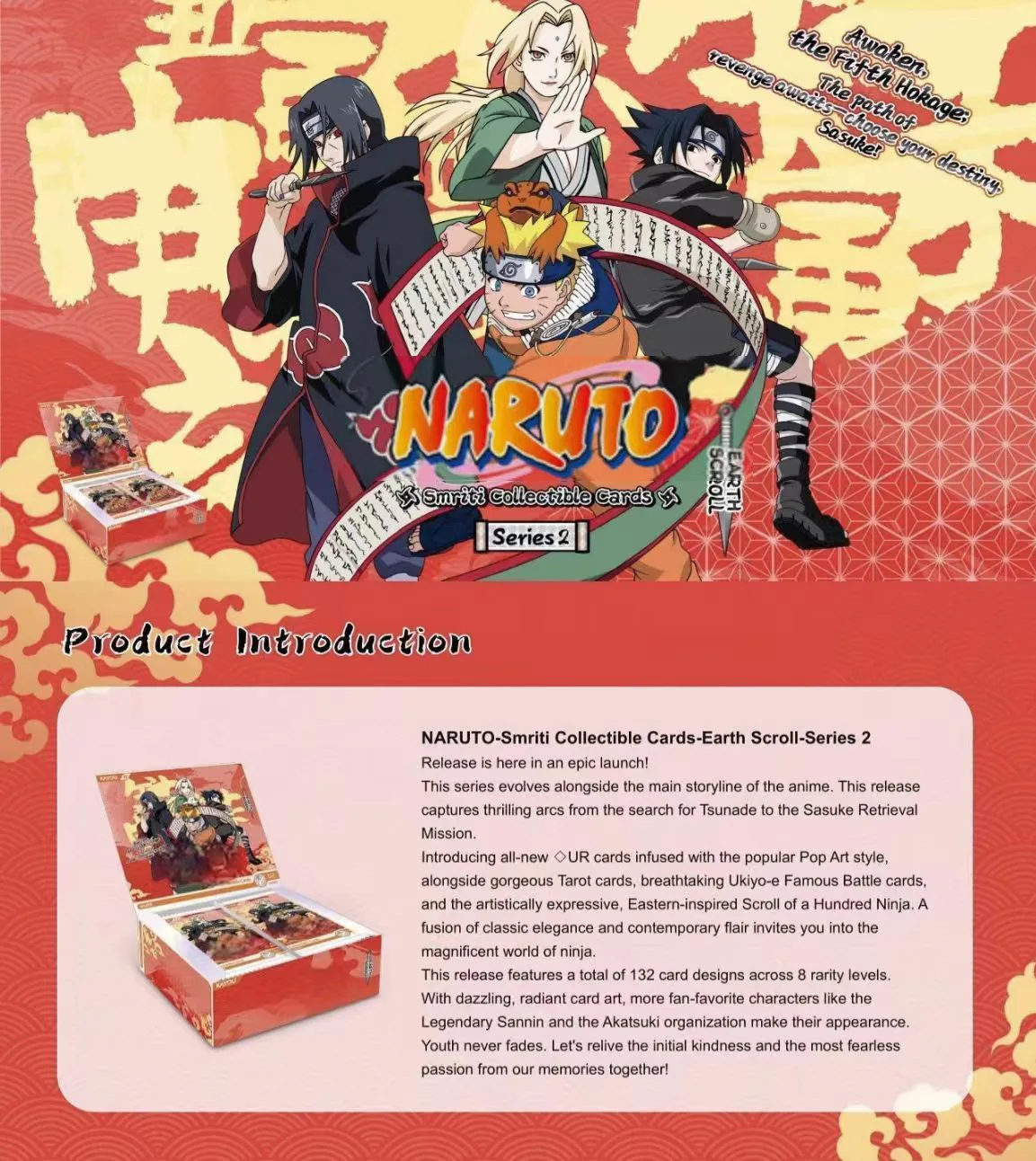Official Kayou Anime Naruto T2W9 Full Case 48 Boxes Smriti Collectible Cards — Earth Scroll — Series 2 Trading  Collectible Card