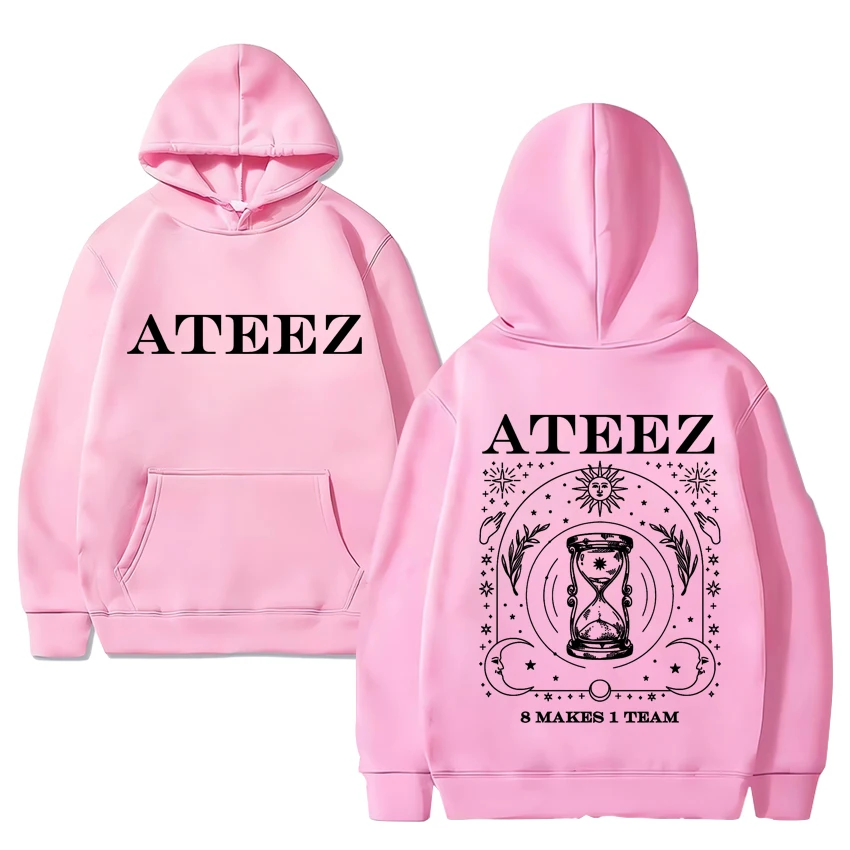 2024 kpop Ateez 8 Makes 1 Team Music Tour print Hoodie Men Women harajuku Fashion Sweatshirt Unisex Fleece Long sleeve pullovers