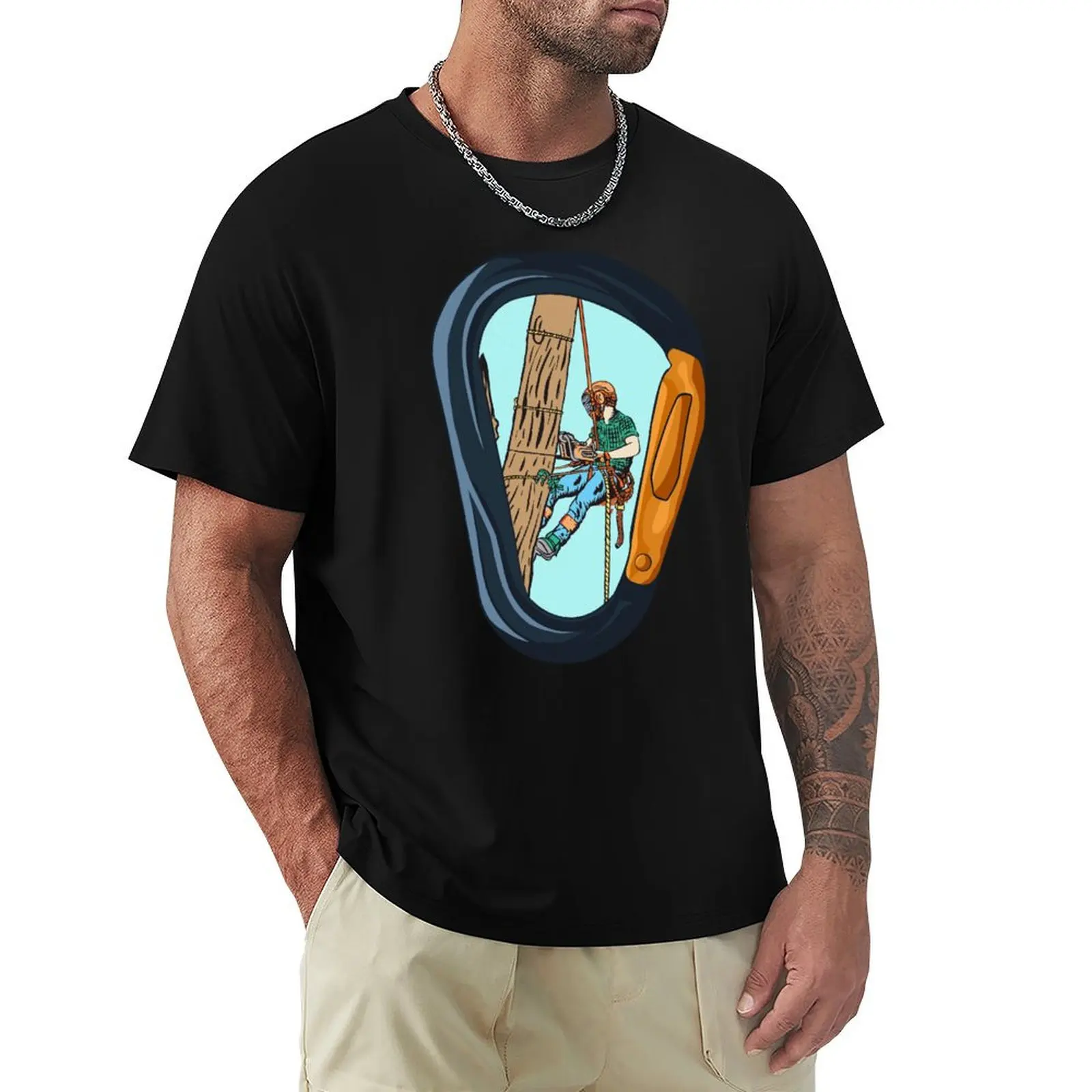 Vintage Arborist Carabiner Art T-Shirt Soft Lightweight Cotton T-Shirt