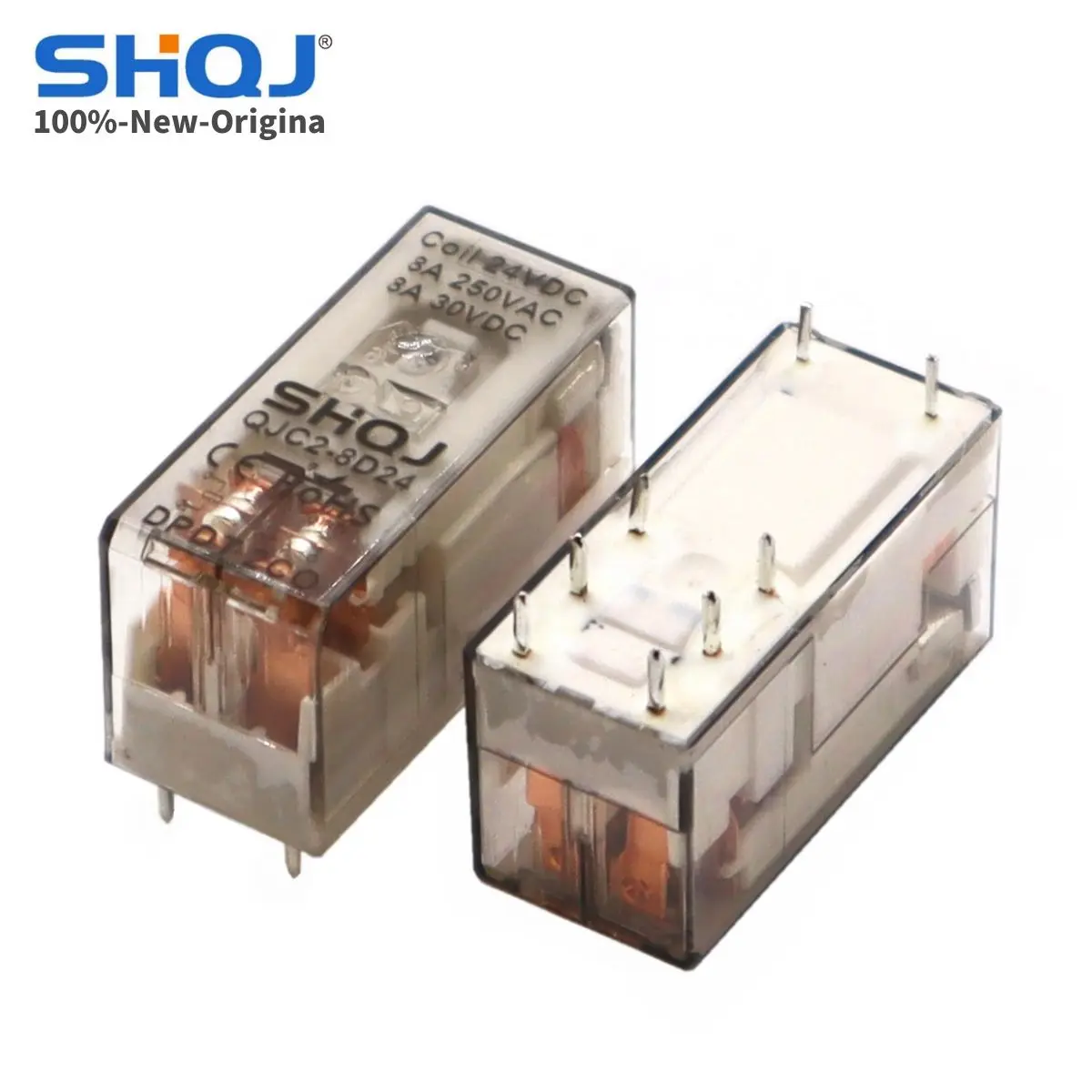 SHQJ PCB RELAY Coil 12V 24V QJC1 16A 1CO QJC2 8A 2CO 8PIN Optional Rail socket and EMC LED