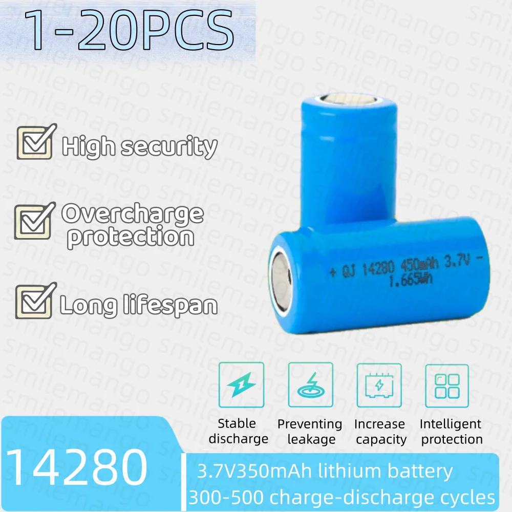 14280 Rechargeable Lithium Battery 350mAh 3.7V Li-ion Cell for Electric Shaver Toothbrush Beauty Instrument Replacement Battery