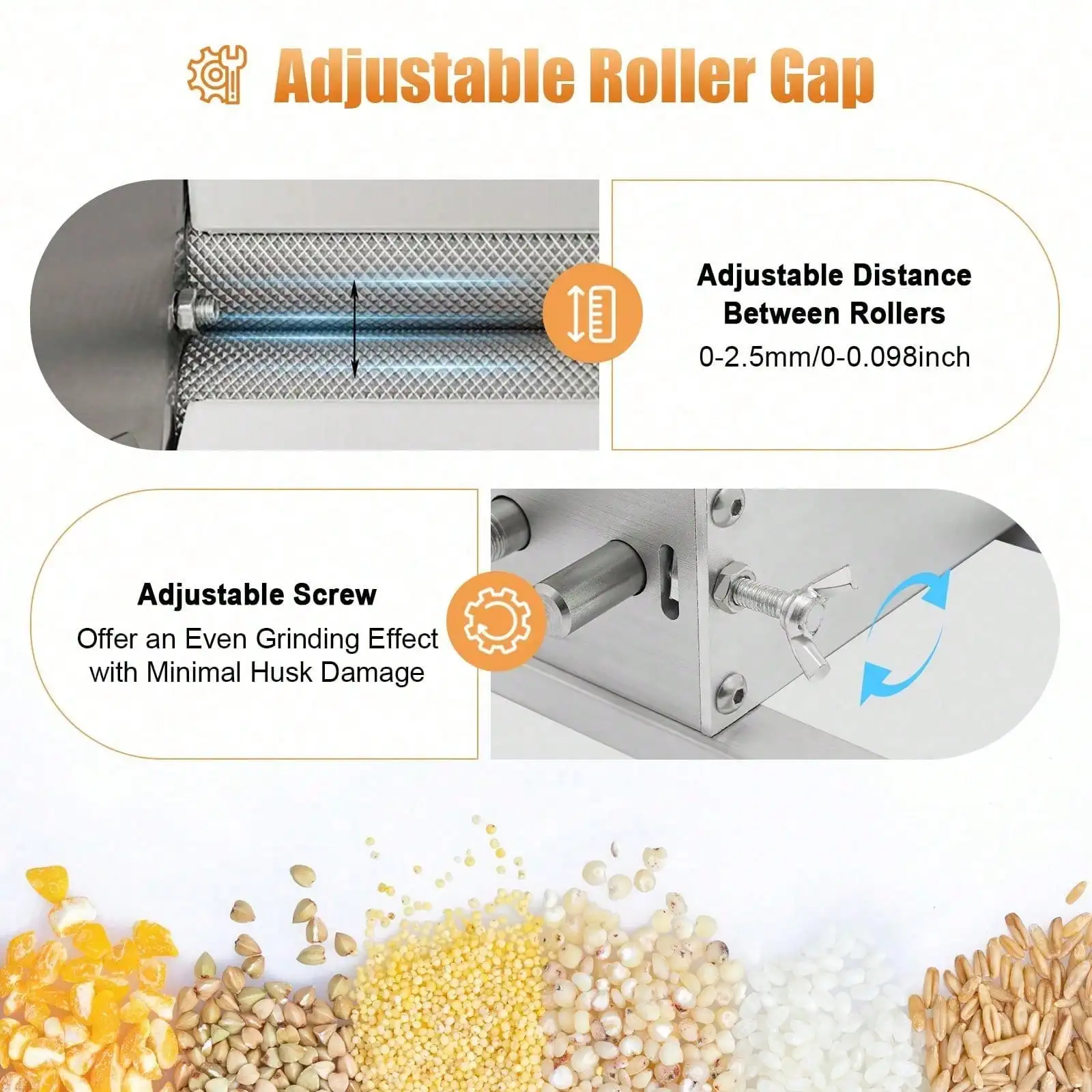 4L/1.06gal ทั้ง Grain Mill เครื่องบดโปรเซสเซอร์อาหาร Superfine ขนาดใหญ่คู่มือผงเครื่องสแตนเลสมอลต์ข้าวโพดเครื่องบดอาหาร