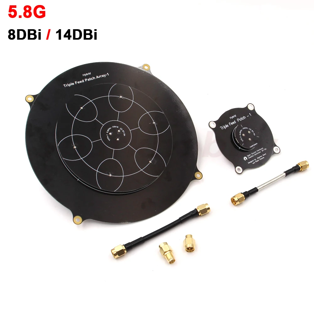 5.8G Flat Pagoda Directional Circularly Polarized Antenna Triple Feed Patch Array RHCP LHCP 14DBi For VTX Extended Range Signal