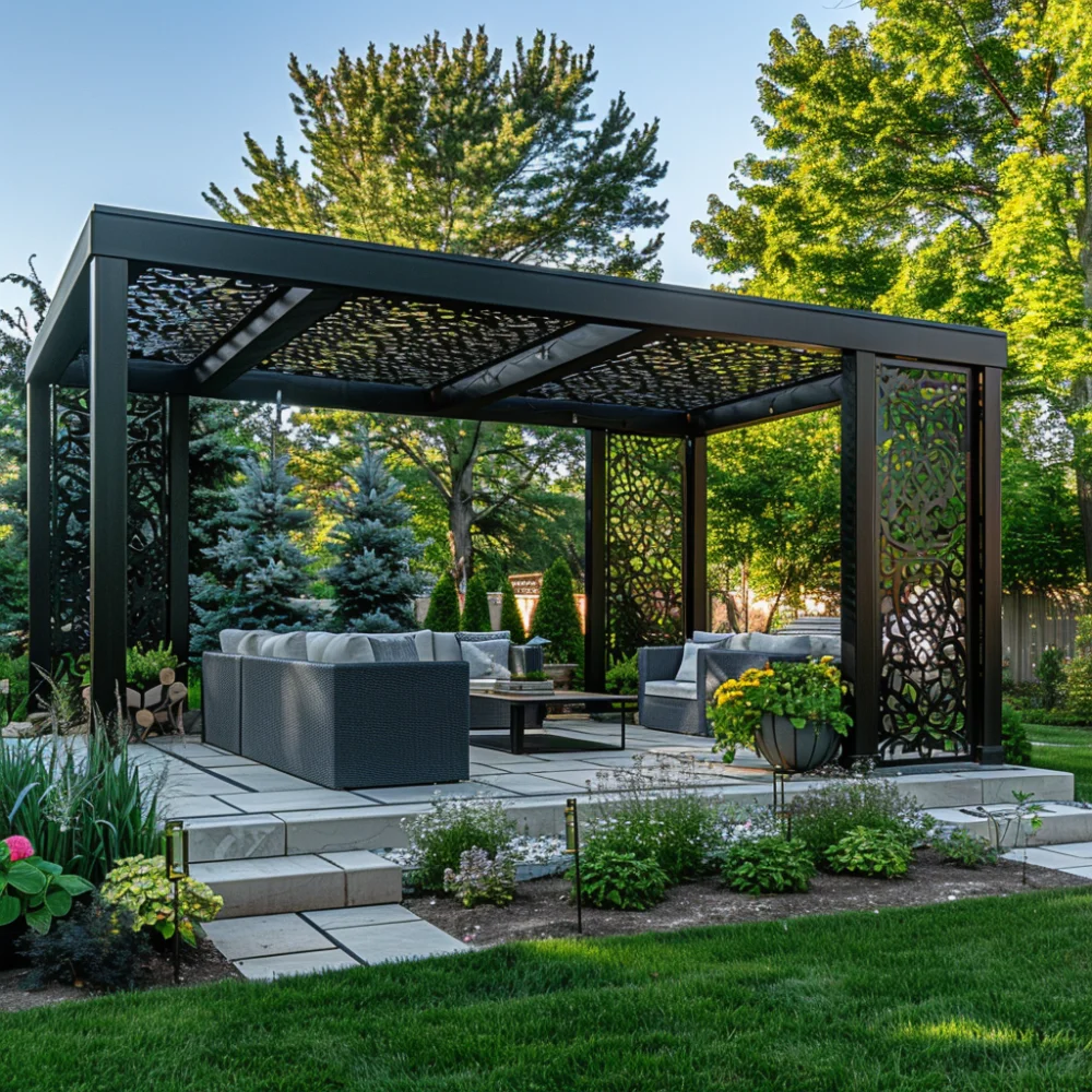 Aluminum Canopy Pergola Louver Roof Motorized Outdoor Garden Waterproof Pavilionpromote sales