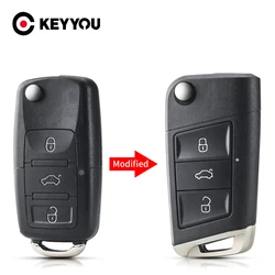 KEYYOU Modified 3 Buttons Remote Flip Folding Car Key Shell Case For VW Golf 4 5 Passat B5 B6 polo Touran Jetta Seat Skoda