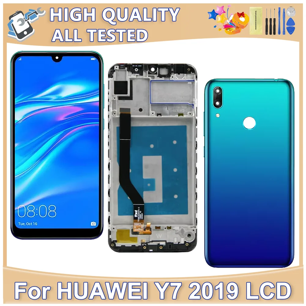 Для Huawei Y7 2019, ЖК-дисплей, дигитайзер сенсорного экрана DUB-LX3 DUB-L23 DUB-LX1, ЖК-экран в сборе с рамкой