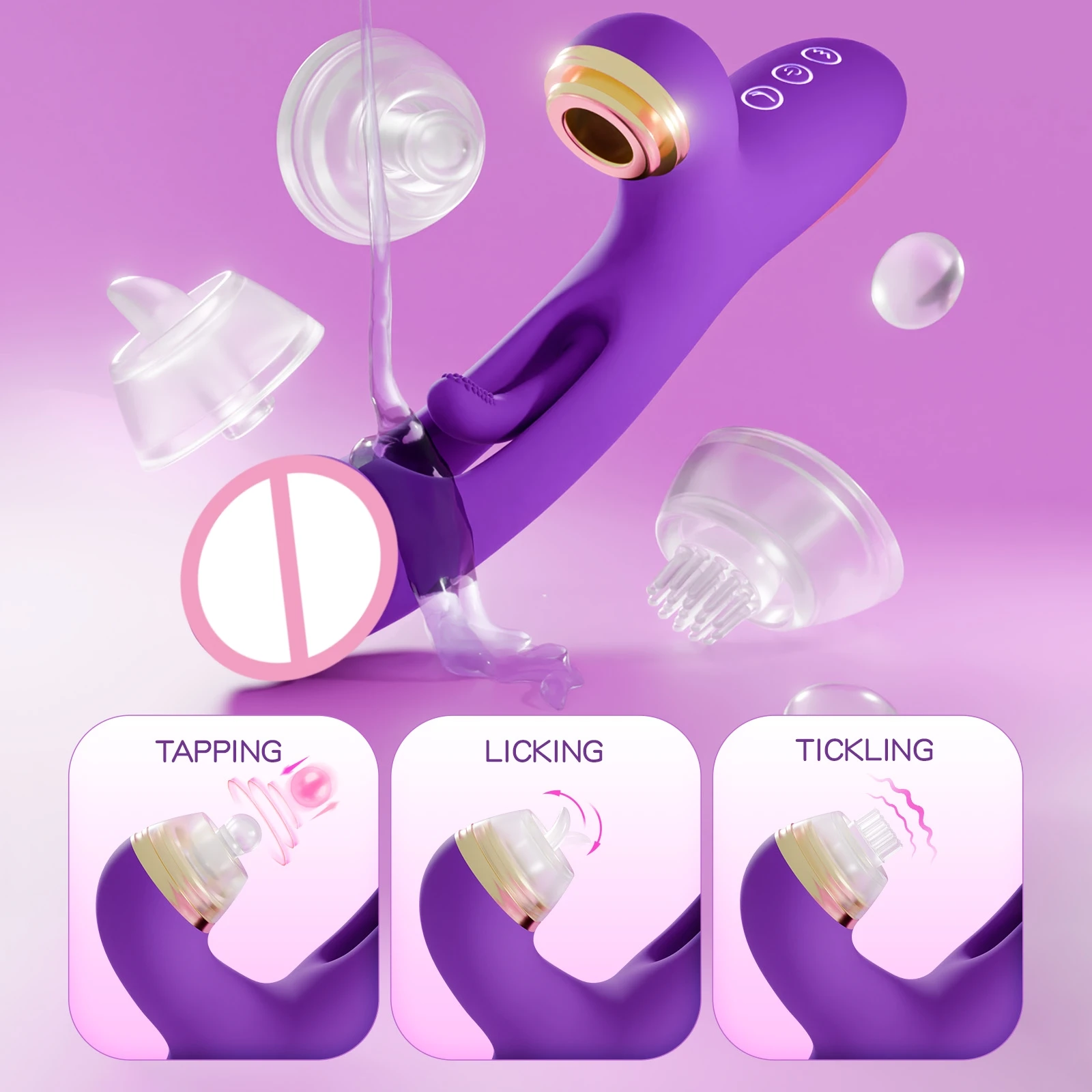 Tapping Flapping Vibrator for Women Clit Sucker Clitoris Stimulator G spot Massager with 3 Replaceable Adults Sex Toy for Female