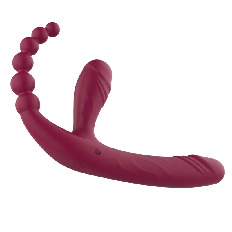 

3 points of stimulation Double-head Vibrating Anal Prostate Massager 10 Speeds Strapless Strapon Dildo Vibrator G Spot Vibrators