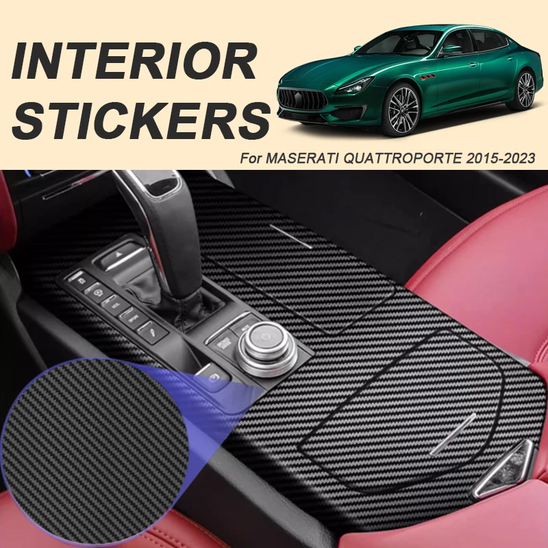 Car Carbon Interior Sticker For MASERATI QUATTROPORTE 2015-2023 Window Lifting Panel Decal Gear Door Protective Film Accessory