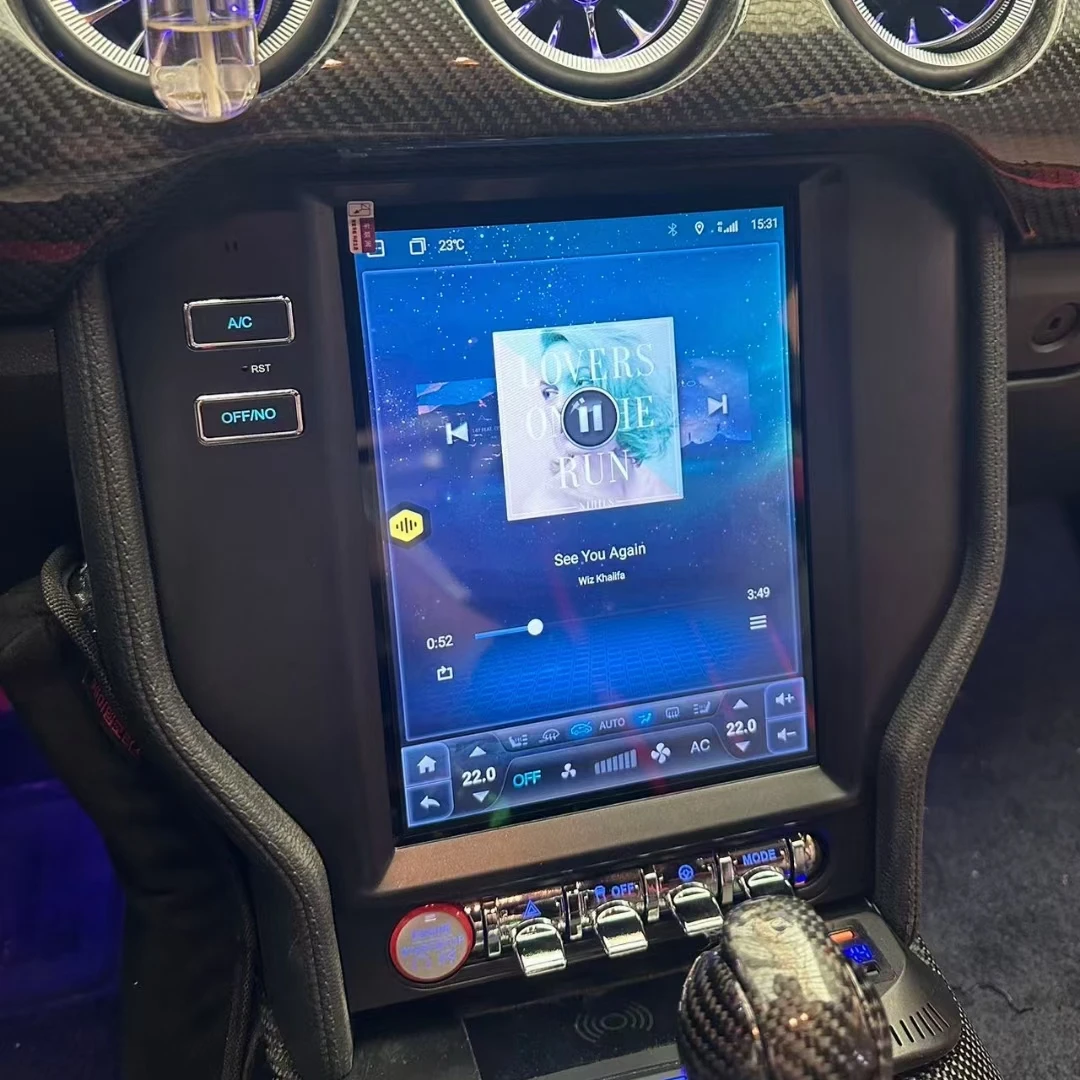 For Ford Mustang 2015 2016 2017 Android 12 Car Multimedia Player Tesla Style Radio Auto Stereo Head Unit with 360 Camera TS10