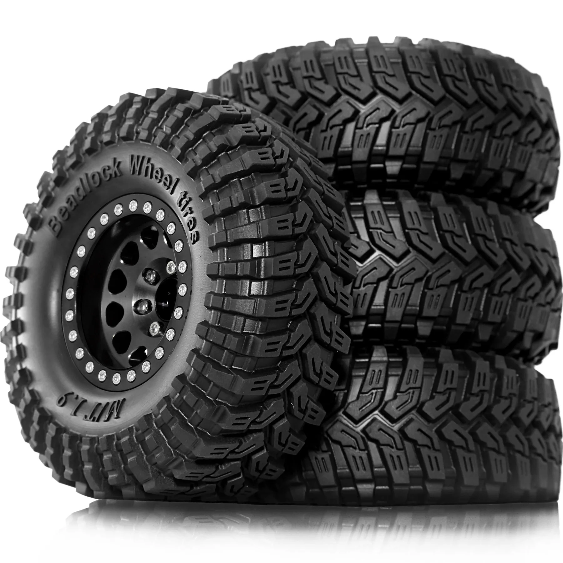 ล้อและยางแบบ Beadlock ขนาด 1.9 นิ้ว 4 ชิ้น ออฟเซ็ตขอบล้อ -8.9 มม. ขนาด OD 4.53 นิ้ว สำหรับรถบังคับวิทยุ 1/10 RC Crawler รุ่น TRX4 TRX6 SCX10 90046 CC01 D90 D110