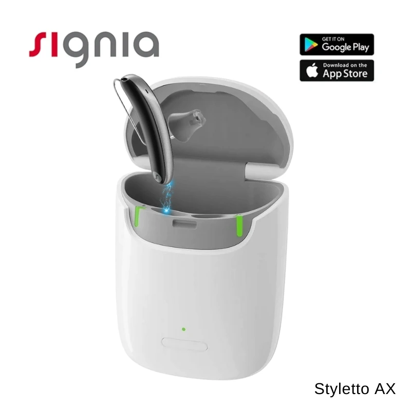 Signia Styletto AX Hearing Aids （1/2/3/5/7AX）Suitable for Mild to Severe Hearing Loss Range Charging Bluetooth IP68 waterproof