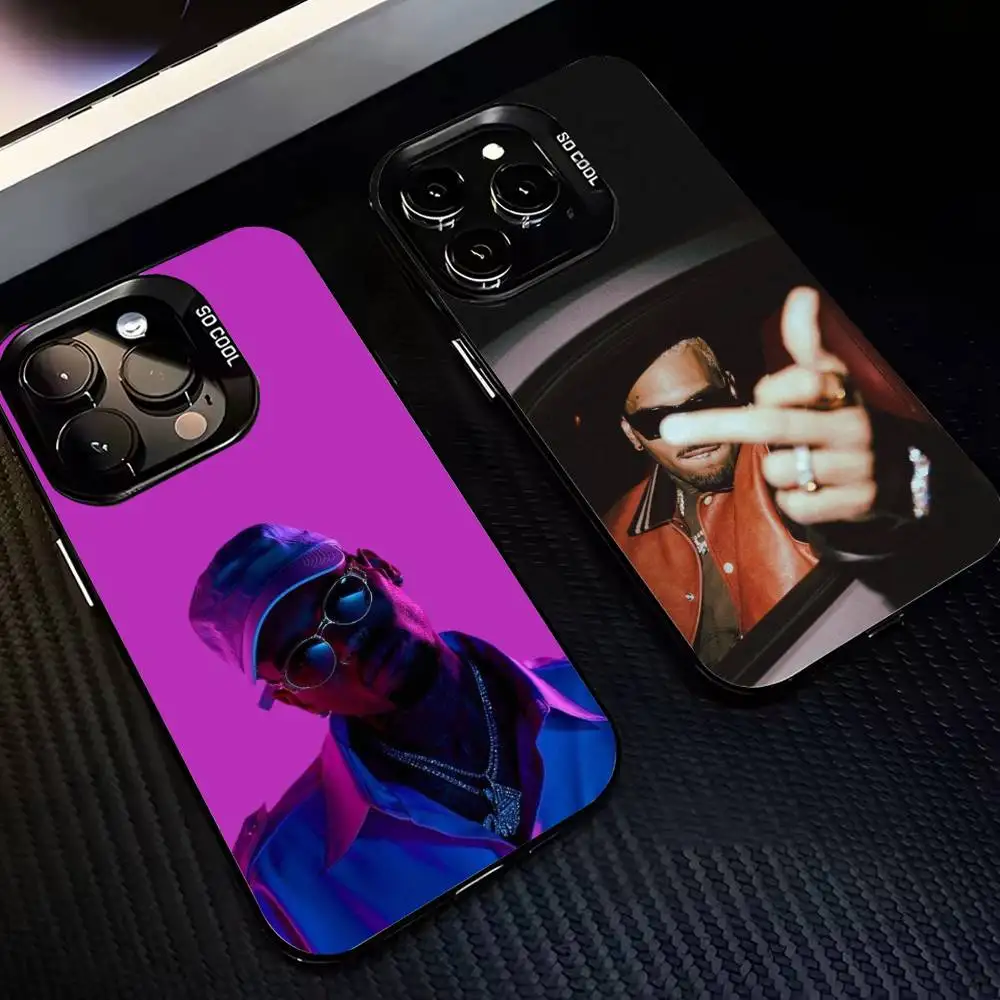 

C-Chris Brown A-American Rapper Phone Case For iPhone17,16,15,14,13,12,11,Pro,MAX Gray Matte Silicone Black Cover