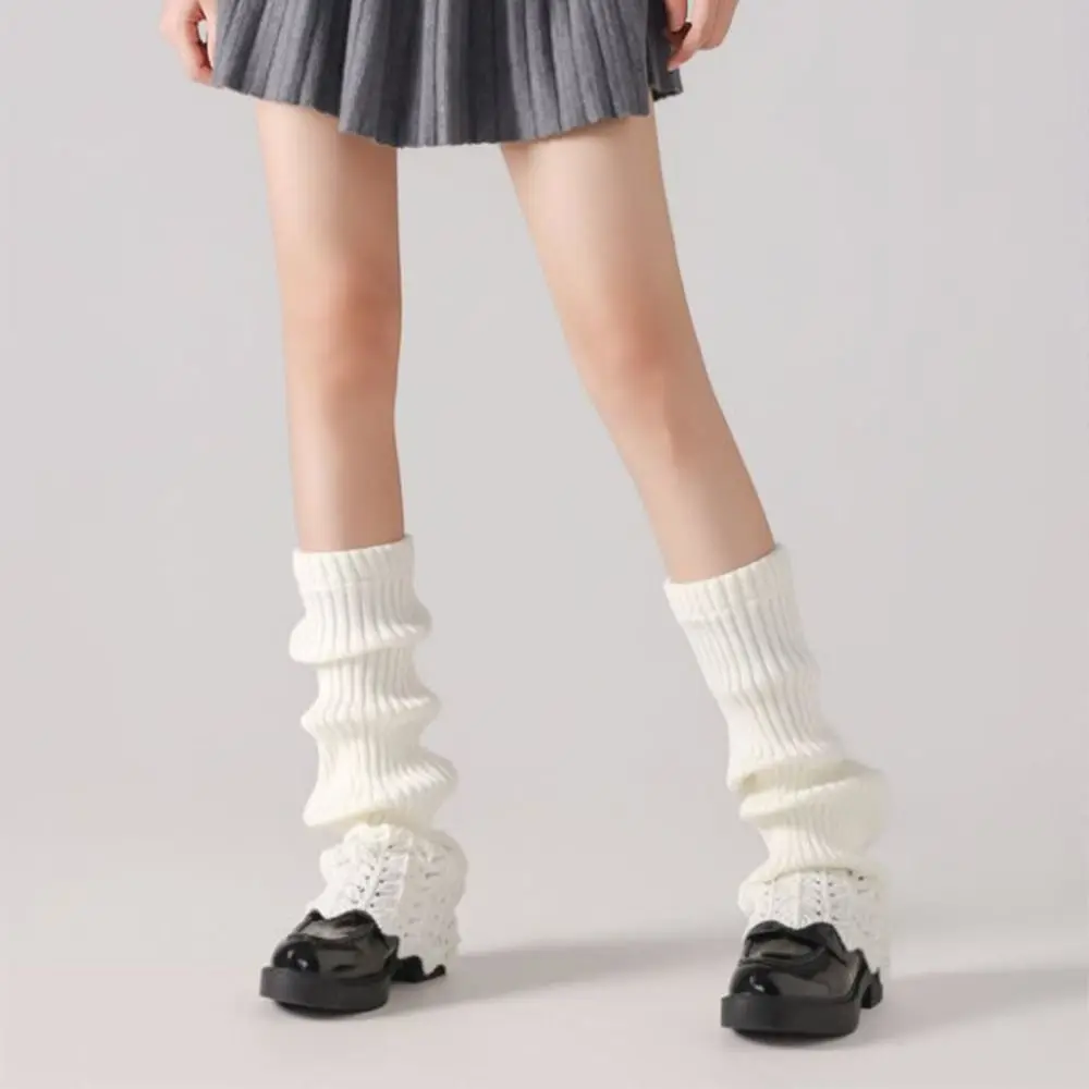 Kawaii Y2K المرأة محبوك تدفئة الساق الحلو سميكة المرأة غطاء للقدم تنفس بلون الأوسط جوارب أنبوبية Harajuku