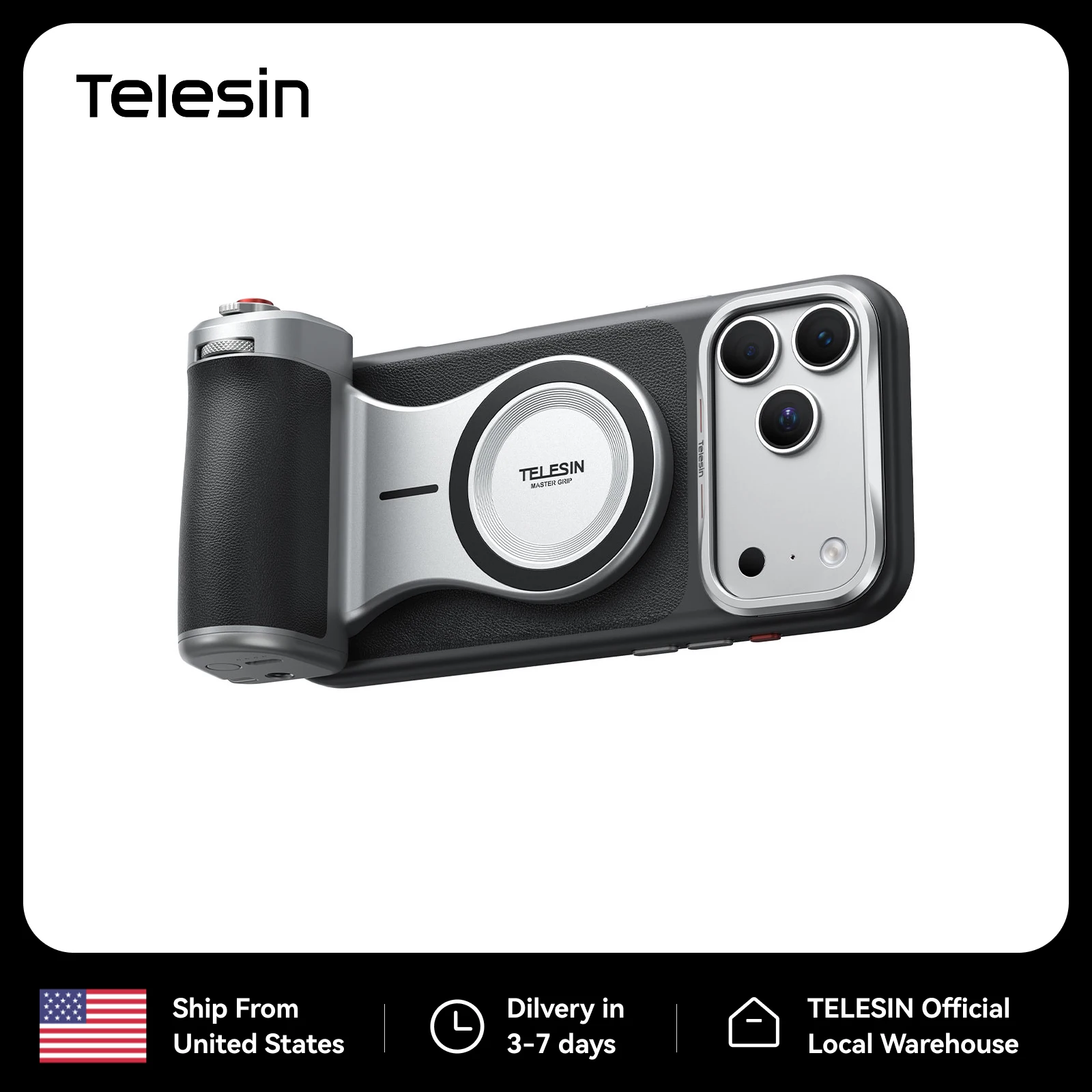 TELESIN Master Grip Kit for iPhone 18 Pro Pro Max DSLR-Style Camera Grip Magnetic Camera Aid Remote Control Handle Kit 3200mAh Wireless Charging Bluetooth Zoom Remote