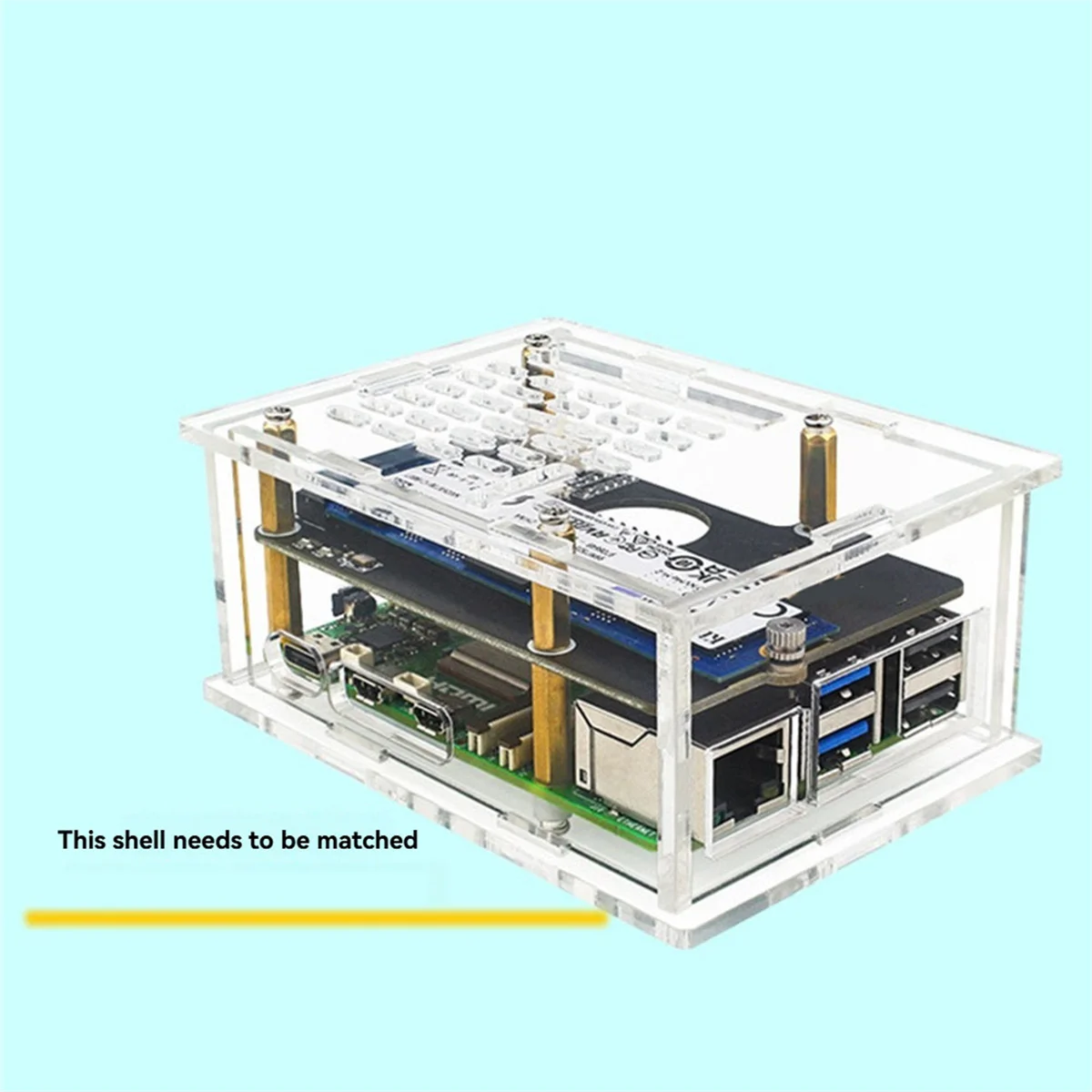 【New&User-Coupon!】For Raspberry Pi 5 Acrylic Case Adaptation PCIe to M.2 Adapter Board - Transparent Protective Shell