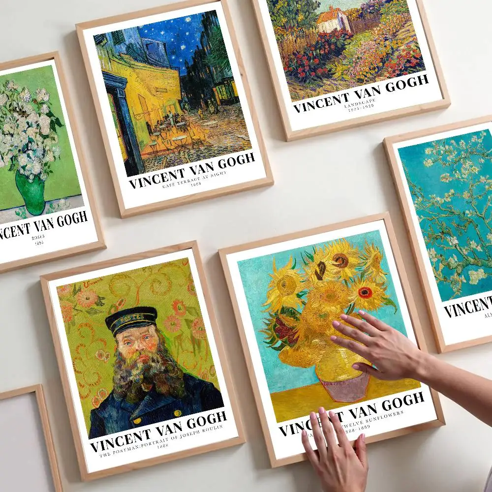 V-Van Gogh Art طباعة وملصقات ذات نوعية جيدة غرفة عتيقة ديكور المنزل مقهى لوحة جدارية فنية جمالية #3