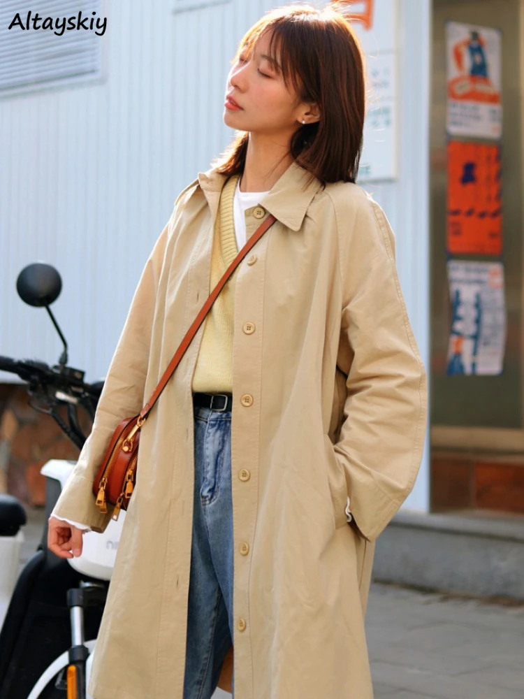 

Cargo Trench Women Spring Autumn All-match Outwear Solid Coats Preppy Streetwear Fashion Harajuku Loose Gentle Chic Girl New