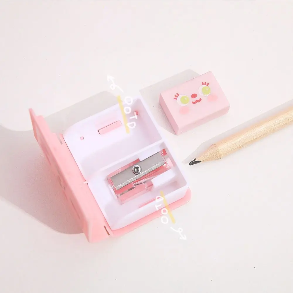 Book Shape Pencil Eraser Sharpener Set Less Rubber Debris Handwriting Pencil Cutting Tools Writing Drawing Sketching