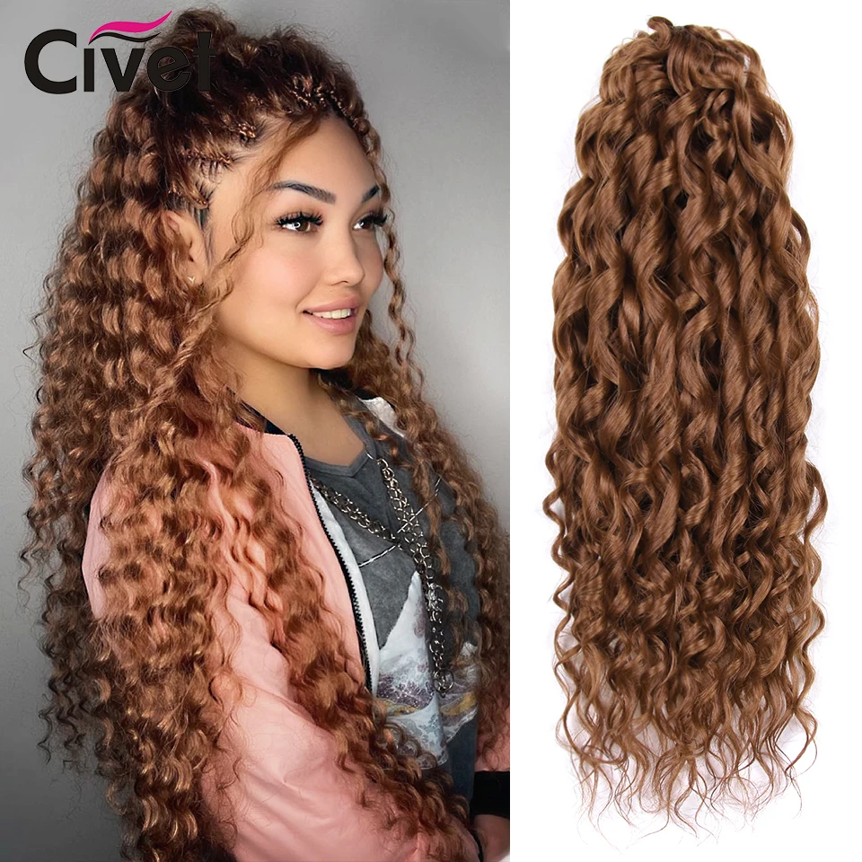 

Synthetic Hair Air Curl Ocean Wave Braiding Hair Extensions Crochet Braids Ombre Curly Blonde loose Weave Braids For Women