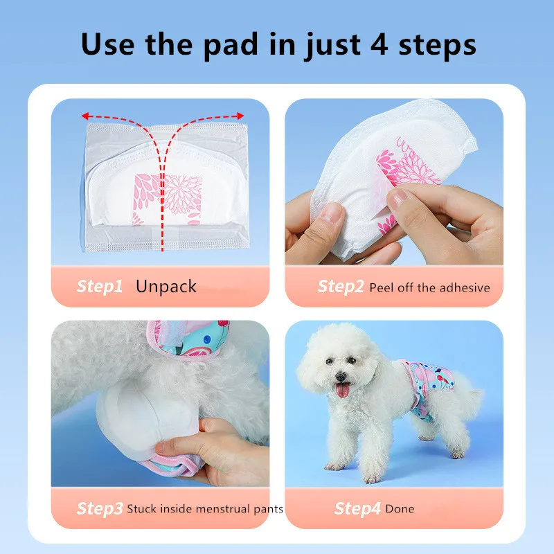 30pcs/bag Dog Pads Disposable Dog Diapers for Male and Female Dogs - Comfortable and Absorbent Dog Shorts with Sanitary Pad