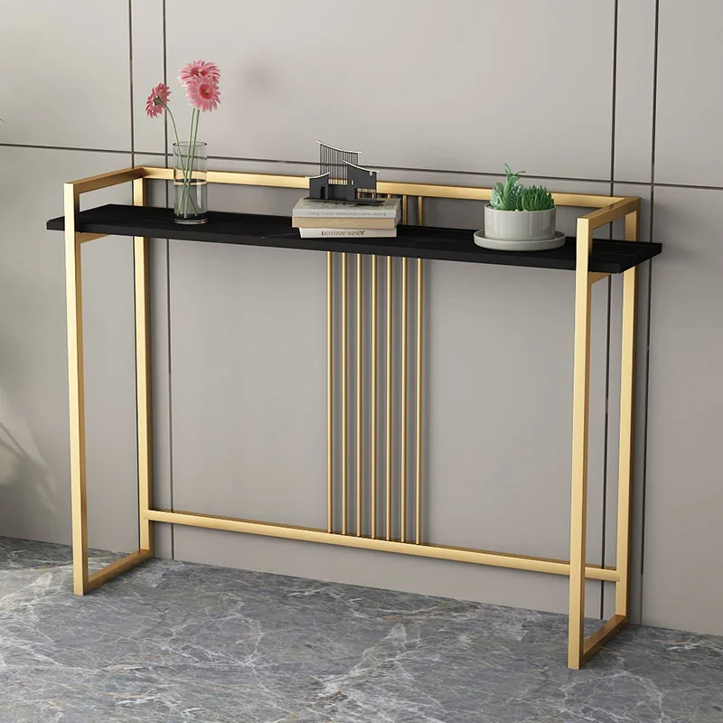 

Простой консольный столик для прихожей из сланца, современный минималистичный металлический длинный приставной столик, модный кофейный столик, мебель для дома
