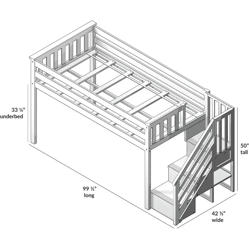 Twin Bed Frame For Kids With Stairs