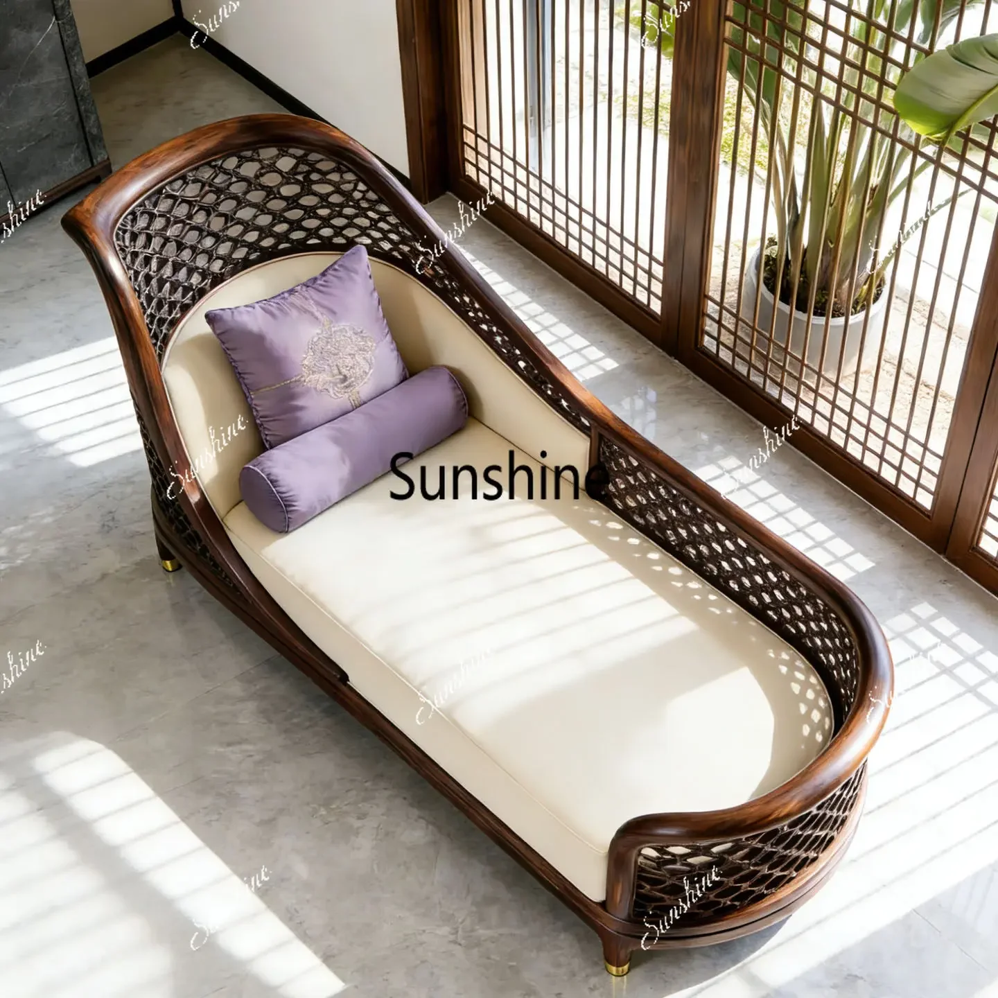 

YNew Chinese-style concubine living room solid wood leisure recliner sofa beauty couch