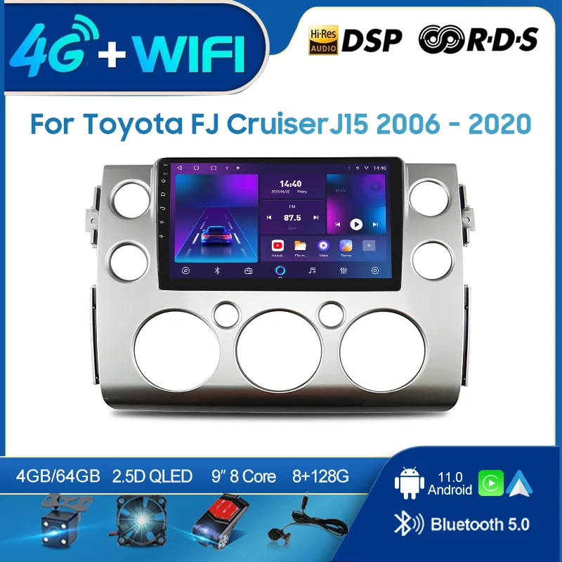 

QSZN для Toyota FJ Cruiser J15 2006-2020 2din Android 12.0 Автомобильный радиоприемник Мультимедийный видеоплеер GPS-навигация 4G Carplay головное устройство