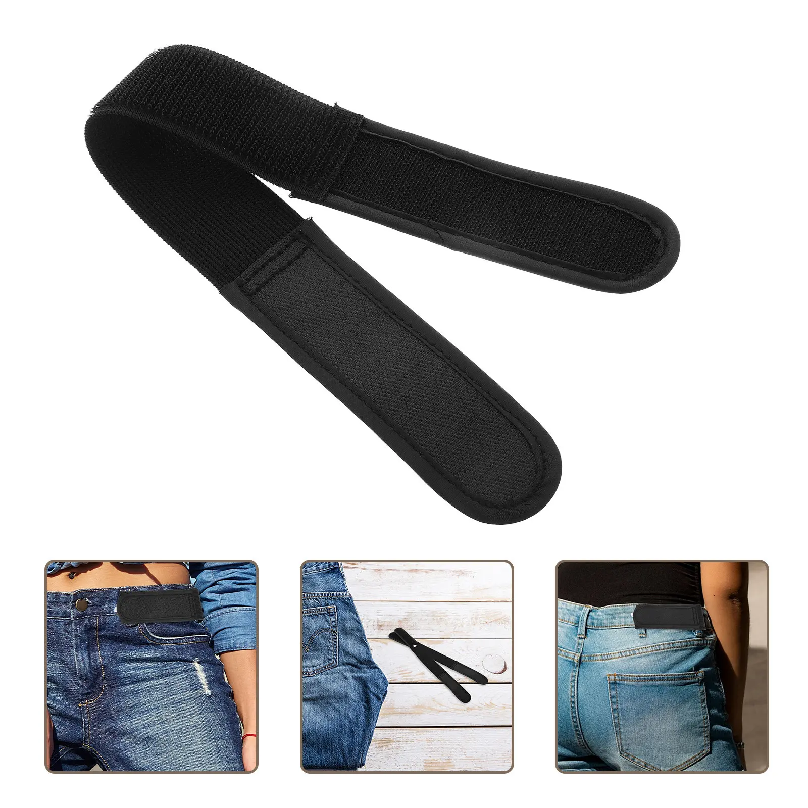

1 Pair Elastic No Buckle Invisible Waistband Stretcher Belt Hook Loop Fastener for Men Women Adjustable Jeans Dress