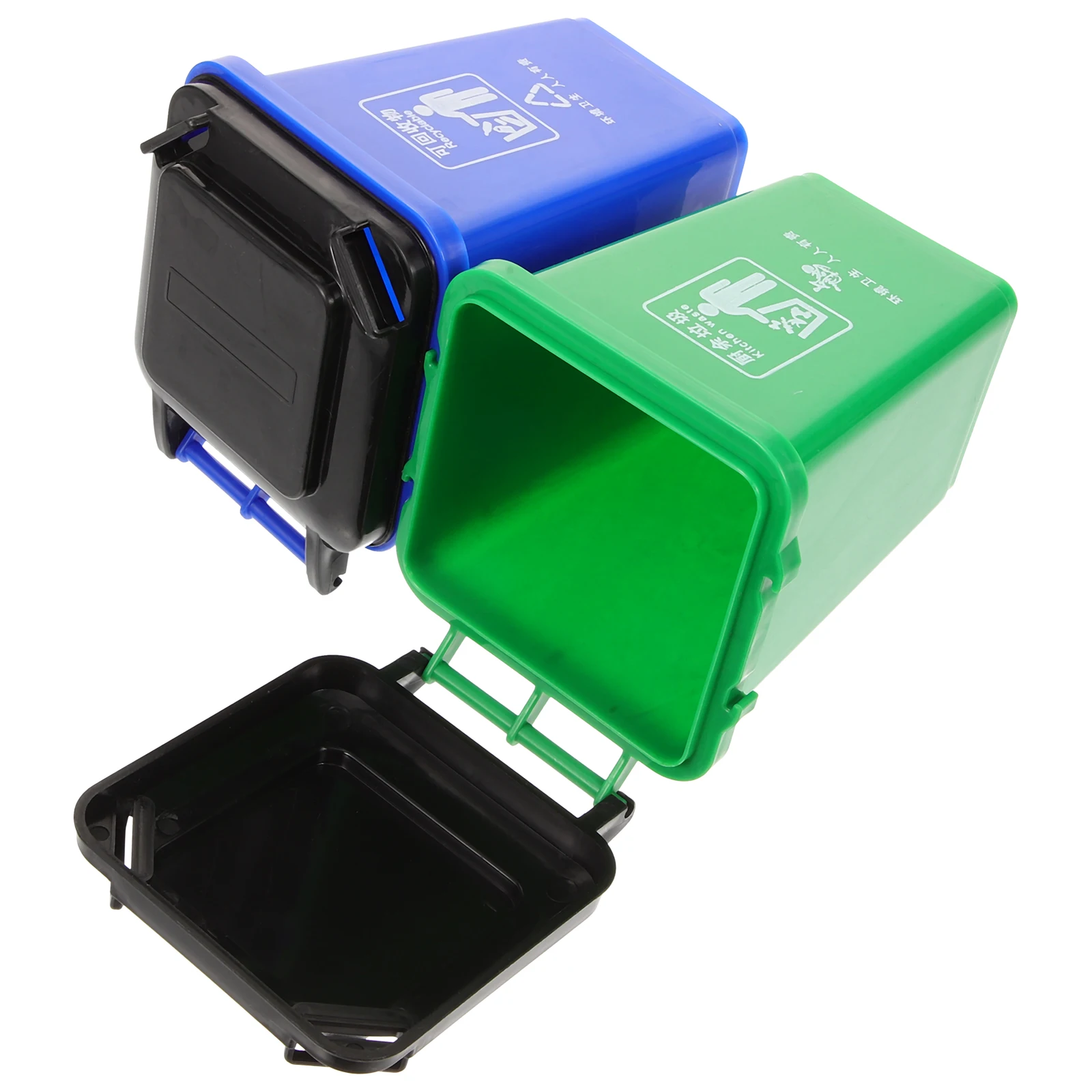 Caja de almacenamiento de cubo de basura de escritorio creativa, portalápices, organizador de plástico, soporte para brochas de maquillaje, Mini papelera, rojo y azul, 2 uds.