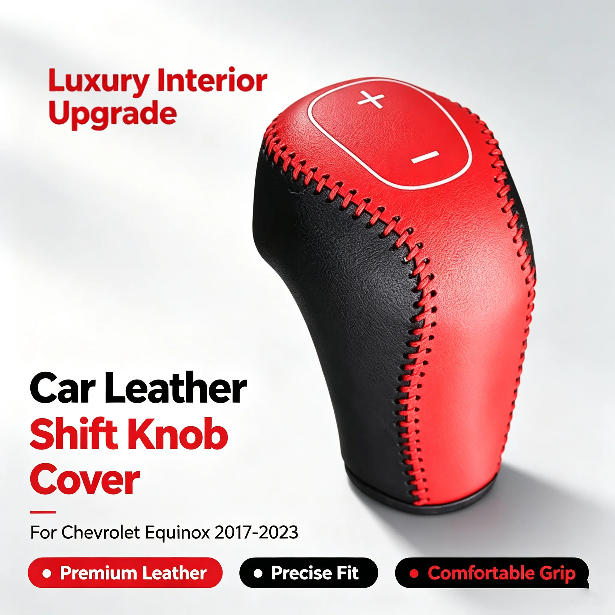 Genuine Leather Gear Shift Knob Cover DIY Hand-Stitched Gear Gaiter For Chevrolet Equinox 2017-2023