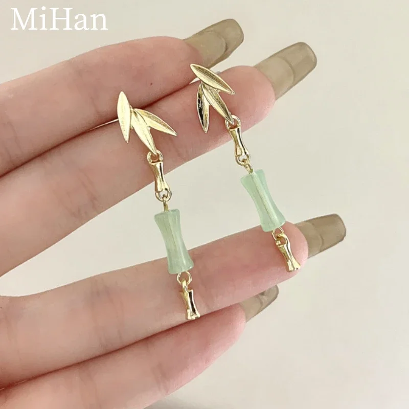 MiHan Fashion Jewelry 925 Silver Needle Vintage Temperament Bamboo Earrings For Women 2024 Trend New Delicate Design Accessories