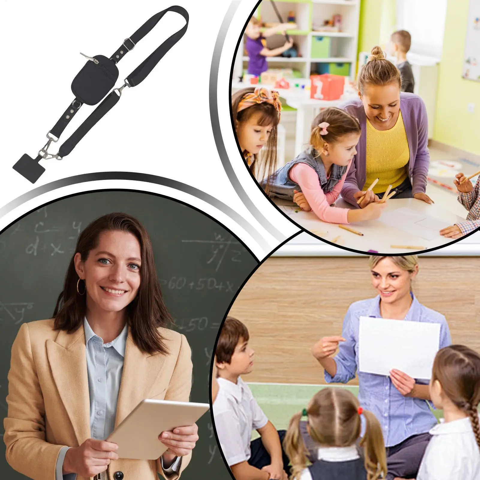 حبل الهاتف مع حقيبة المحفظة، حزام الهاتف الخليوي مع حقيبة بسحاب، سلسلة أمان للرقبة قابلة للتعديل مع علامة تبويب للمناسبات المدرسية