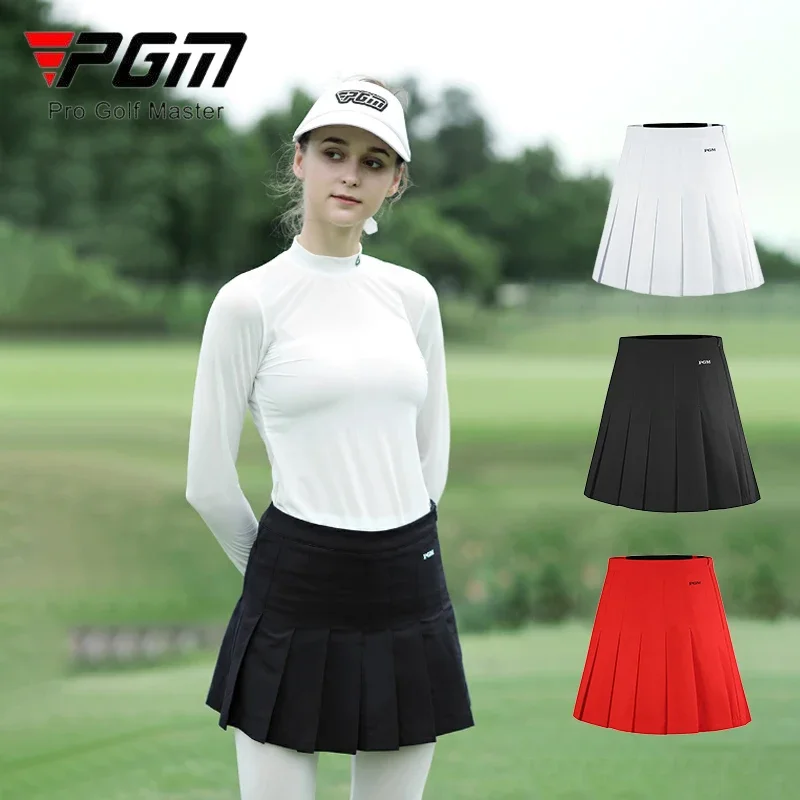 PGM Women A-lined Golf Short Skirt Lady Stretch Waistband Pleated Skirt Badminton High Waist Golf Skorts Slim Pantskirts